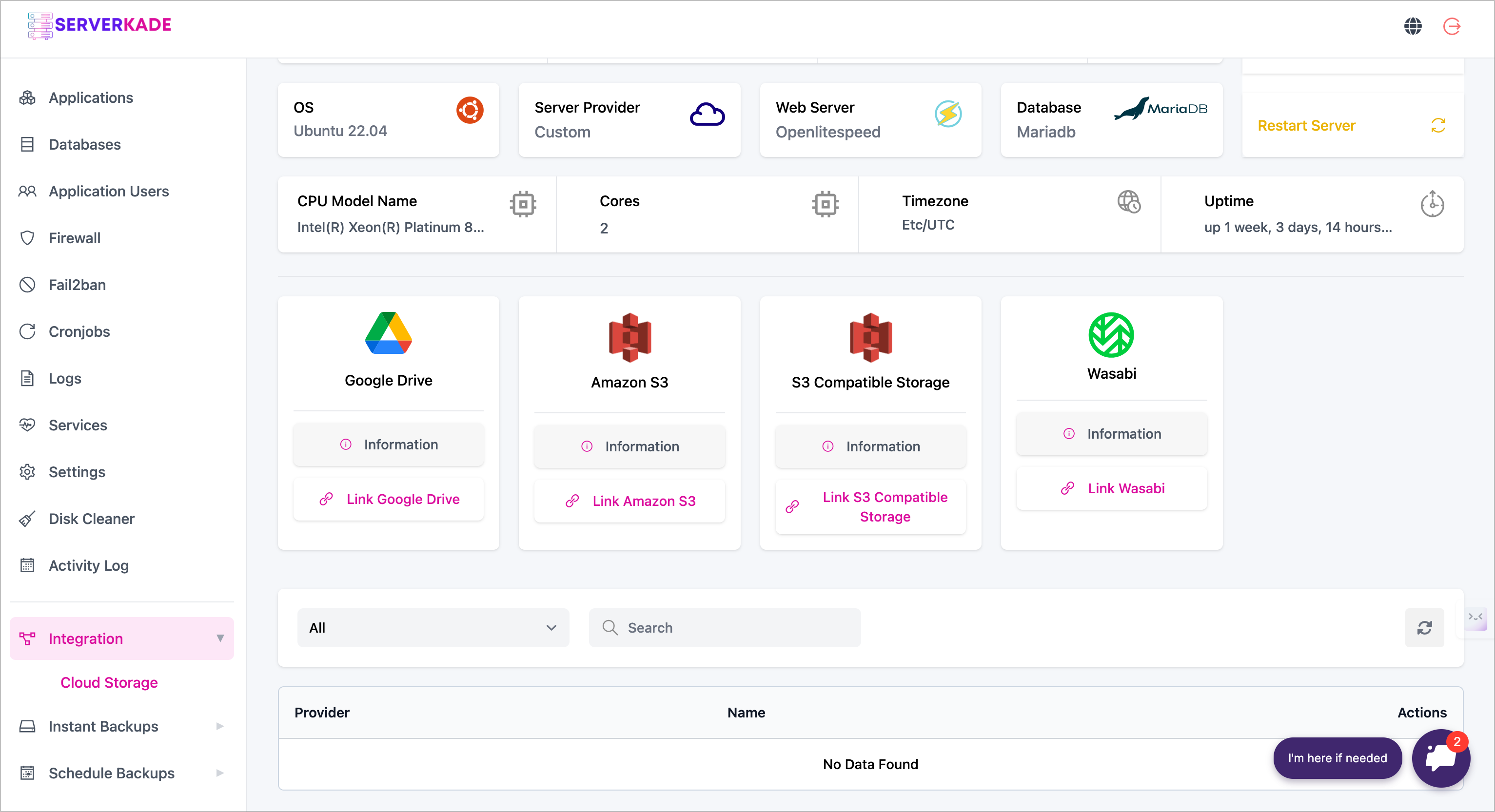 ServerKade Server management Storage