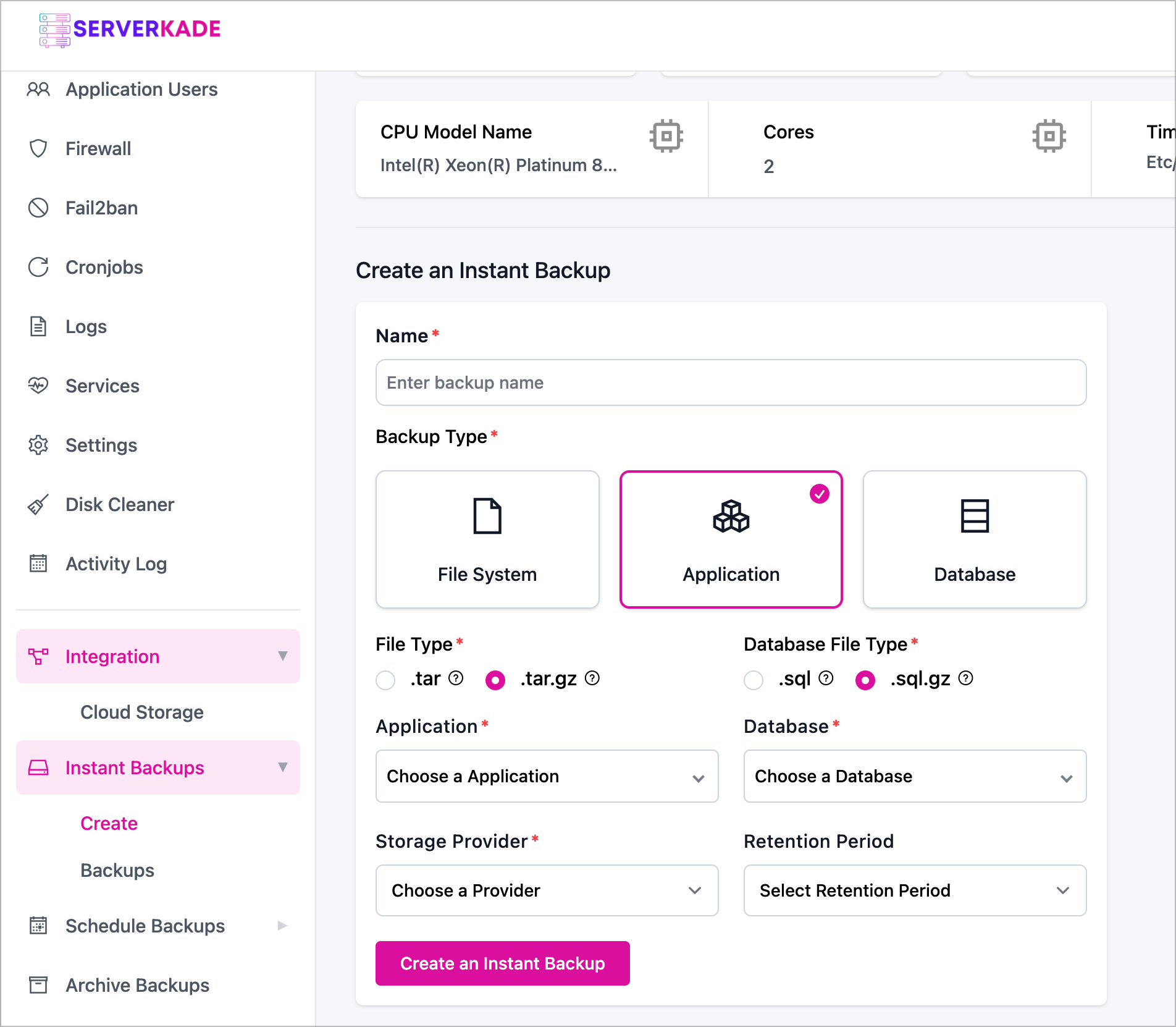 ServerKade Server management backup